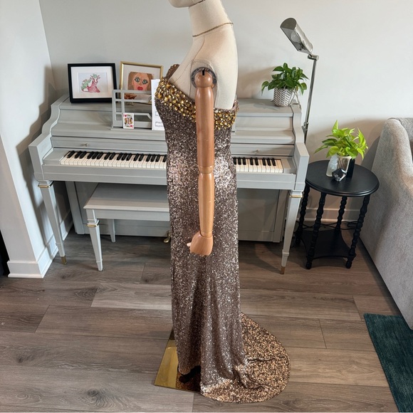 Sherri Hill Sweetheart Sequin Gown: Canary Yellow Gems - Picture 15 of 15